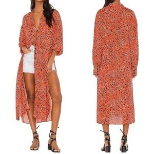FREE PEOPLE CEST MOI ORANGE PRINT MAXI TOP SIZE XS